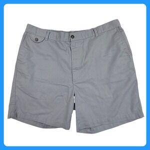 Towncraft Chino Shorts Men 42 Gray Cotton Elastic Back Casual Vintage 6.5"